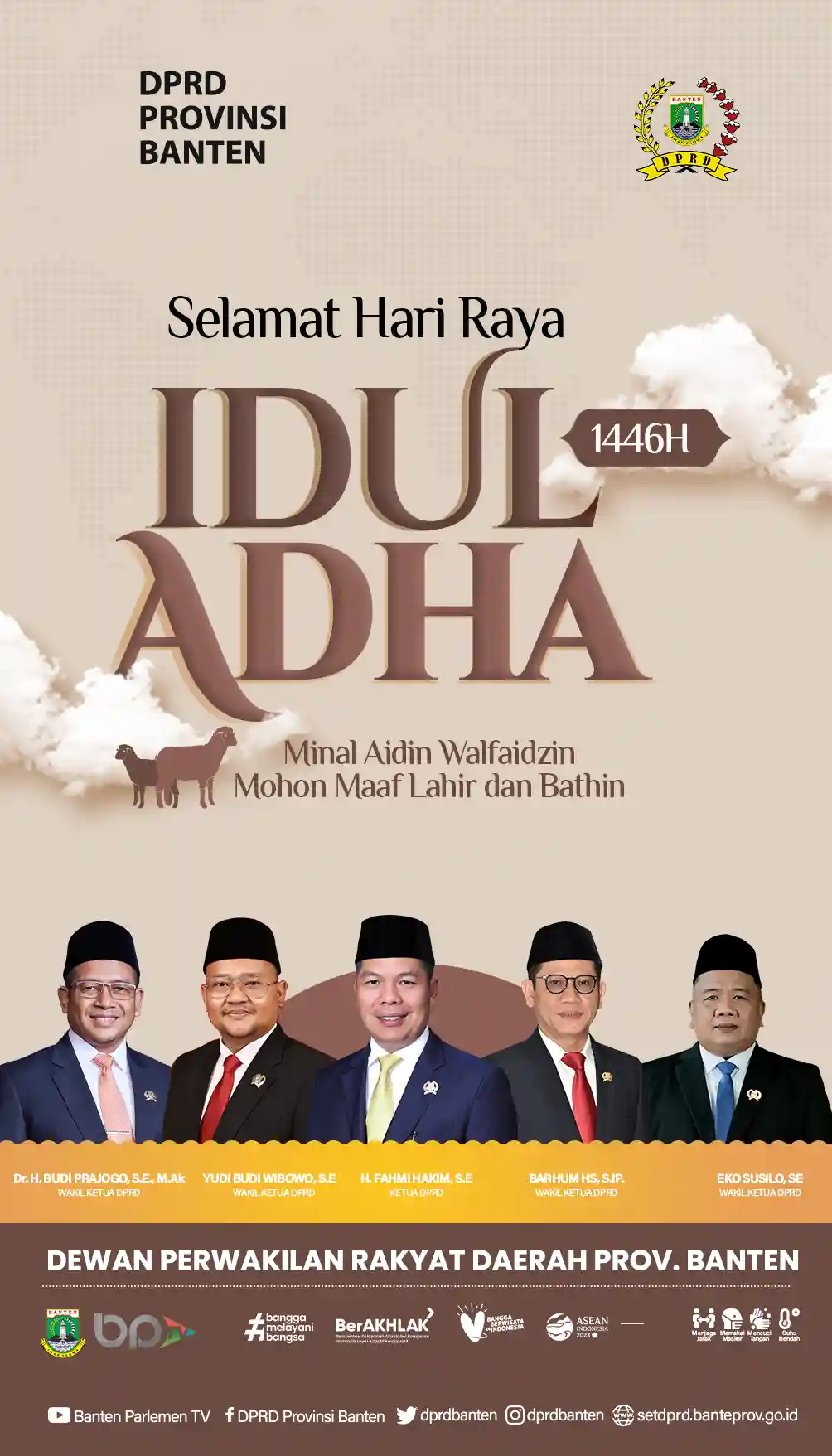 DPRD Provinsi Banten mengucapkan Selamat Hari Raya Idul Adha 1446H